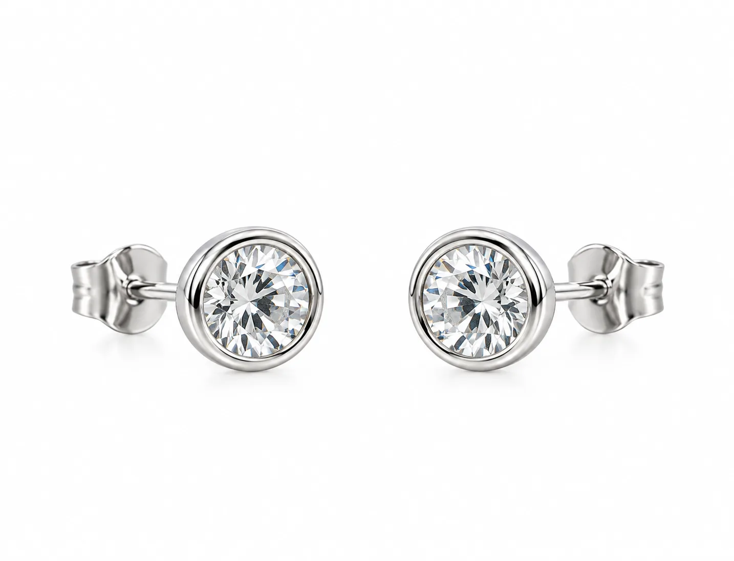  Bezel Stud Earrings