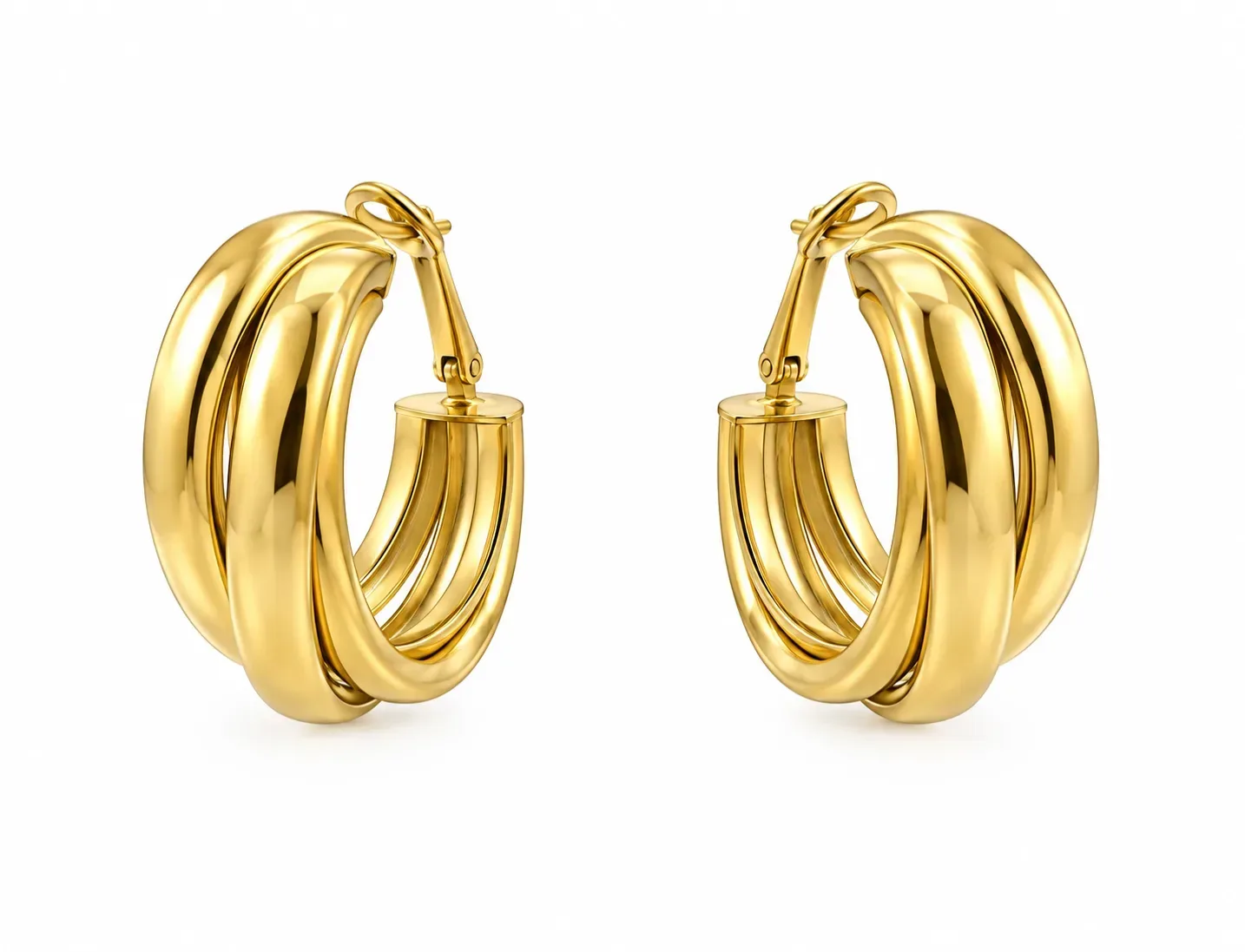 Treccia Triple Hoop Earrings